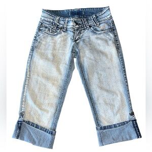 Y2K Hydraulic Cuffed Capri Cropped Jeans Low Rise Vintage